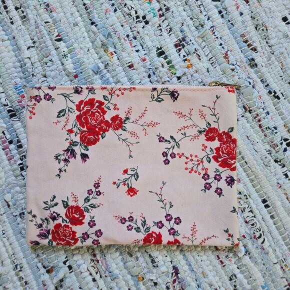 Old Navy Pink and Red Zippered Cosmetic Pouch Bag Clutch - Picture 2 of 4